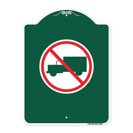 Signmission Designer Series Sign-No Truck, Green & White Aluminum Architectural Sign, 18" x 24", GW-1824-23558 A-DES-GW-1824-23558
